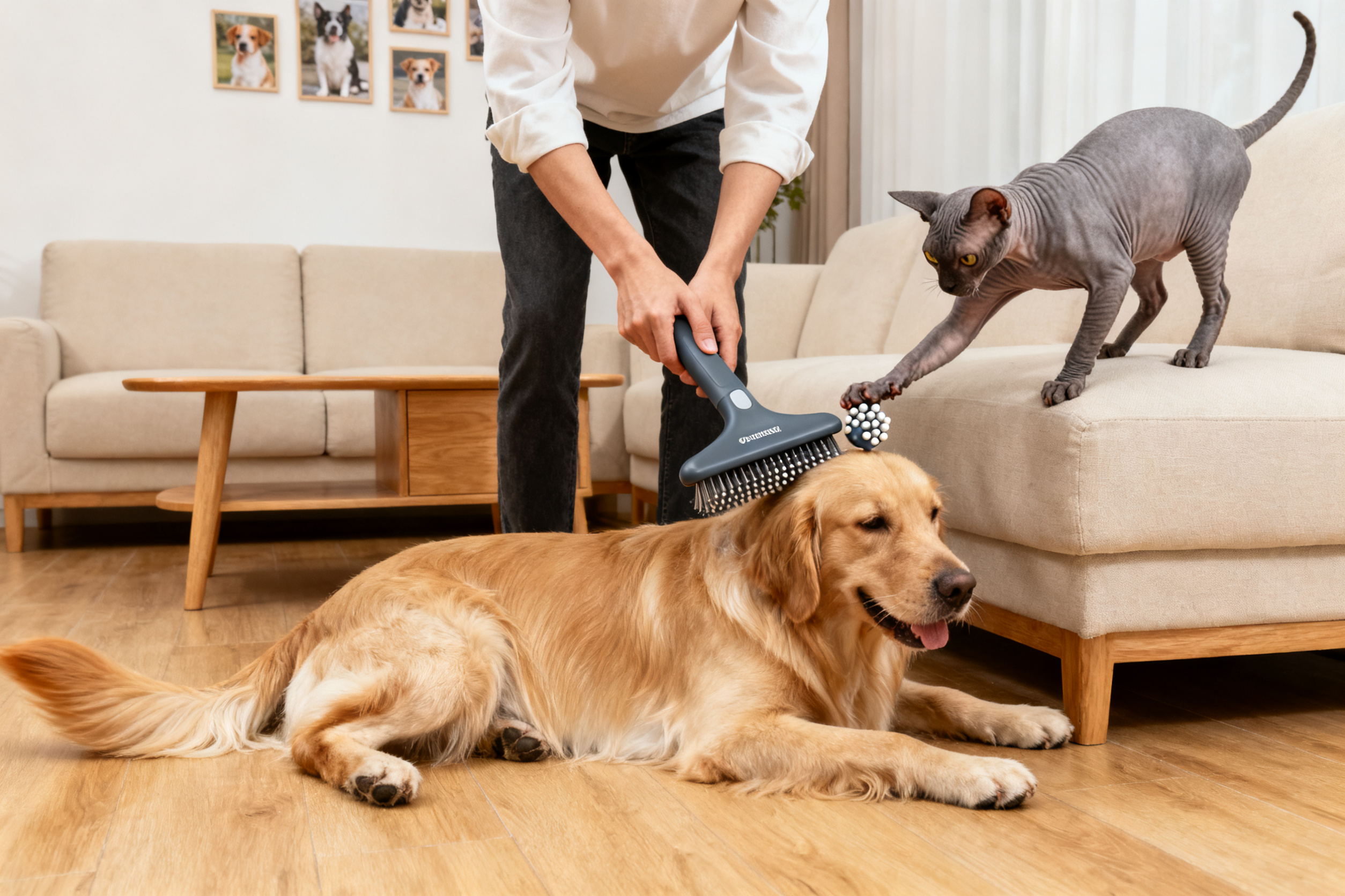 For Long-Haired Cats/Large Dogs: Segmented Teeth + Knot-Removing Tech, Gentle Grooming Without Tugging